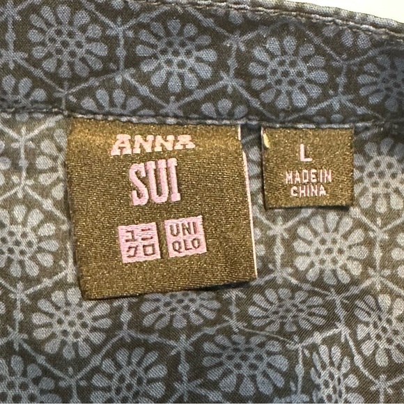 Anna Sui X Uniqlo Boho Midi Dress Blue 3/4 sleeve - Picture 7 of 8